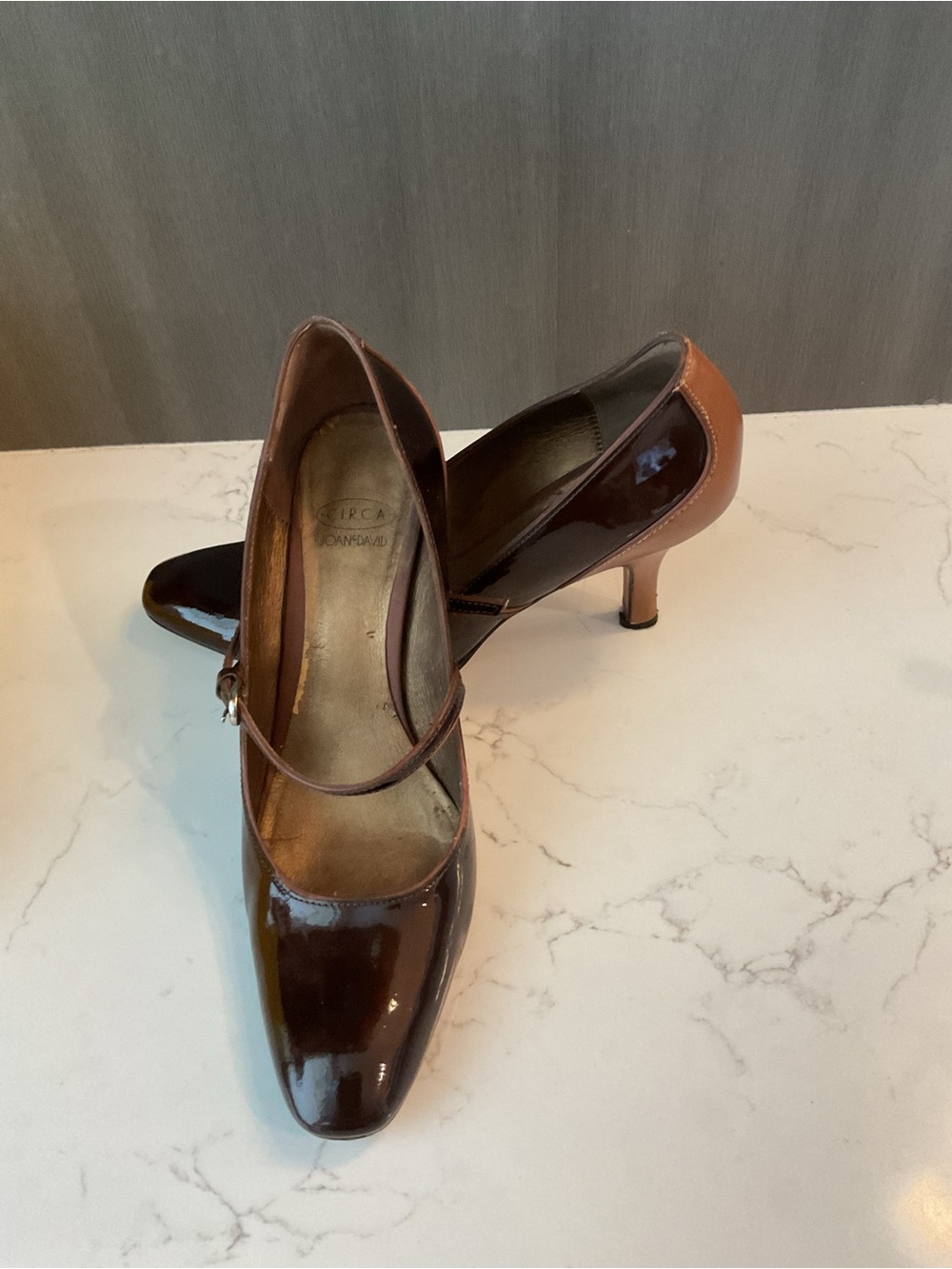 Circa Joan & David Patent Mary Jane Heels in Dark Bronze